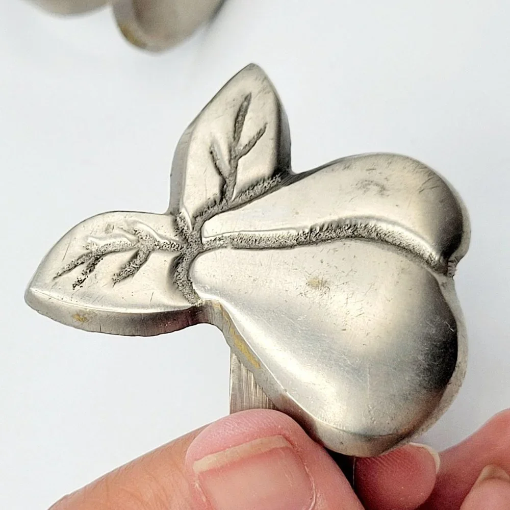 Metal Pear Shaped Napkin Rings Lot of 2 Fruit Silver Colored Food Replacement